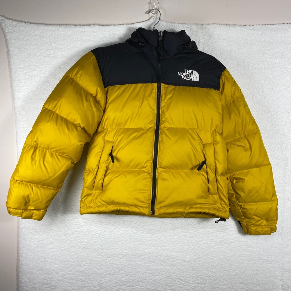 The North Face 1996 Retro Nuptse 700 Down Puffer Jacket Mens Small Yellow Black